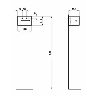 Laufen Papierrollenhalter VAL 135x170x115 rechts offen Saphirkeramik weiß matt – Bild 2