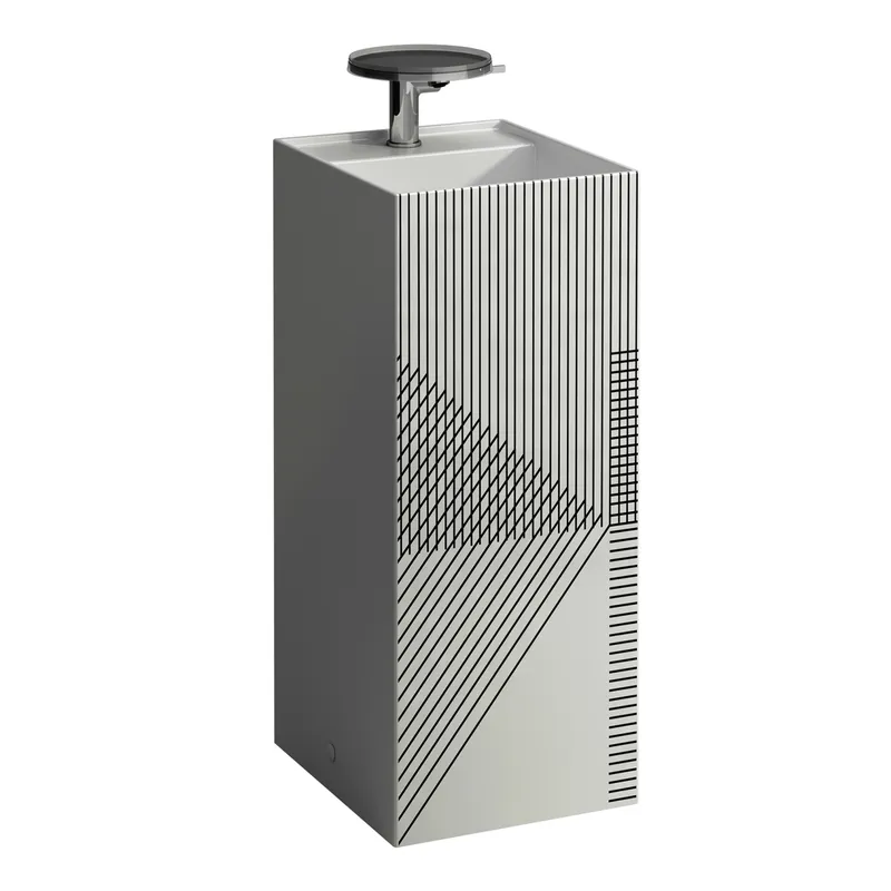 Waschtisch freist. K-LAUFEN 435x375x900 1 Hahnloch ohne Überlauf Liniennetz grau