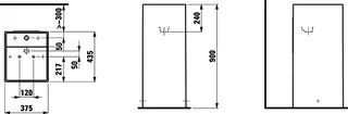 Waschtisch freist. K-LAUFEN 435x375x900 1 Hahnloch ohne Überlauf Liniennetz grau – Bild 2