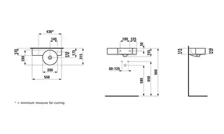 Laufen HWB VAL 315x550x155 1. Hl. rechts ohne Überlauf Ablg. links graphit matt – Bild 2