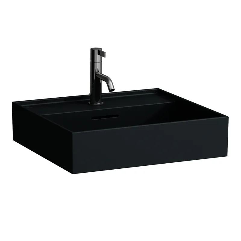 Aufsatz-Waschtisch K-LAUFEN 460x500x145 1 Hahnloch mit Überlauf graphit matt