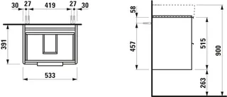 Laufen WTU BASE 391x533x515 2 Schubl m.Griff f.WT H810282 verkehrsgrau – Bild 2