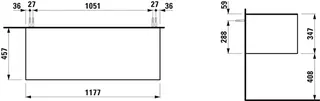 Laufen Sideboard THENEWCLASSIC 457x1177x347 o. Aus 1 Schubl Push/Pull geschw. Eiche – Bild 2