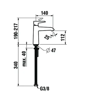 Laufen Waschtisch-Mischer halbhohe Ausf. PURE Ausld. 140mm o.Ablaufventil chrom – Bild 2