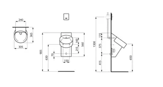 Laufen Absaugeurinal VAL 365x305x560 spülrandlos schwarz glänzend – Bild 2