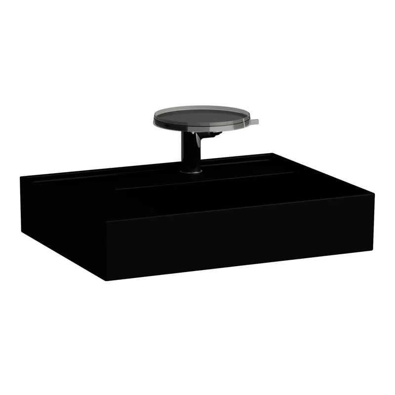 Waschtisch K-LAUFEN 460x600x150 1 Hlo.Ül. versteckter Abl. Ablg. links schw ma.