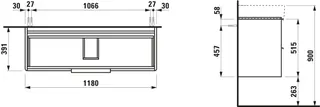 Laufen WTU BASE 391x1180x515 2 Schubl m.Griff f.WT H810289 verkehrsgrau – Bild 3