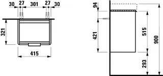 WTU für 45er Waschtisch, 530x415x320, links trend4YOU 3.0, ulme hell – Bild 2