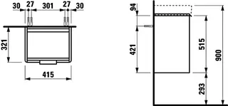 WTU für 45er Waschtisch, 530x415x320, rechts trend4YOU 3.0, ulme hell – Bild 3