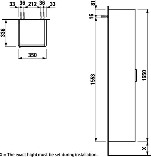 Hochschrank 1650x350x336, rechts trend4YOU 3.0, weiß glänzend – Bild 2