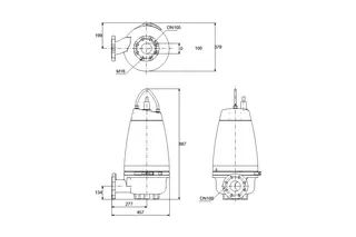 GRUNDFOS Abwasserpumpe Freistromlaufrad SEV.80.80.22.4.50D 10m Kabel – Bild 2