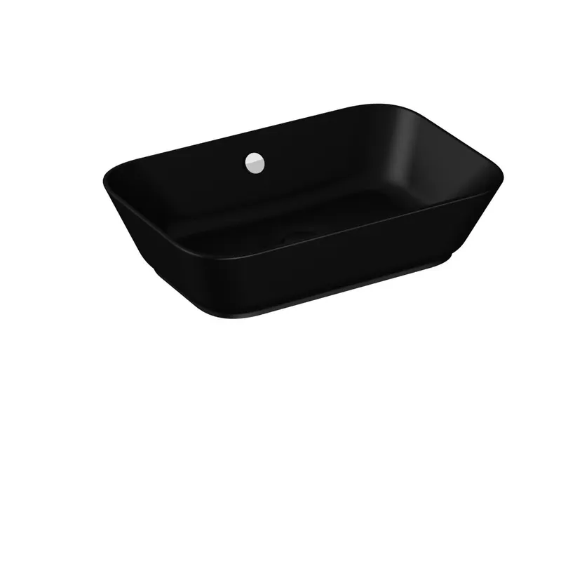 VitrA Aufsatzschale Geo eckig 595 x 395 mm geschliffen Überlaufloch Schwarz Matt