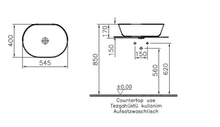 VitrA Aufsatzschale Geo oval 545 x 400 mm geschliffen Schwarz Matt – Bild 2