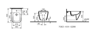 VitrA Wand-Bidet Integra Square 365 x 540 ohne seitliche Löcher Weiß Hochglanz – Bild 2