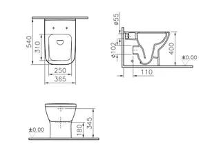 VitrA Tiefspüler-Stand-WC Integra Square Flush 2.0 BTW Abg. waagerecht Weiß HG – Bild 2