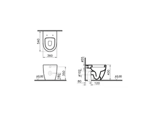 VitrA T-Stand-WC Sento mit Spülrand Abgang waagerecht Weiß Hochglanz – Bild 2