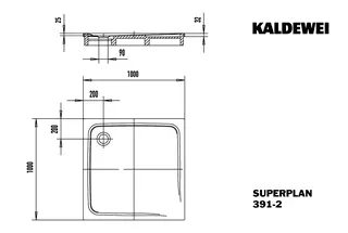 Kaldewei Duschwanne SUPERPLAN CLASSIC Mod.391-2,1000x 1000mm,alpwe,PEFF,AS,m. Waschtisch – Bild 3