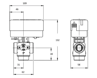 LK 3-Wege Zonenventil 3R G 1" Kvs 8,0 LK525 MultiZone 3R – Bild 2