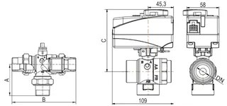 LK 527 3-Wege Kugelhahn G11/2 Kvs 25,0 – Bild 2