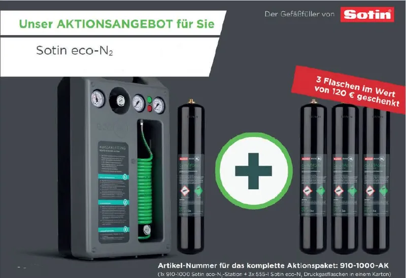 Sotin eco-N2-Station incl.Gefässfüller + Ventilschlüssel + 3xStickstoff Flasche