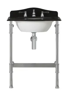 VA Metallo 61 Quartz Waschbeckenständer Quartz Top in Schwarz. 0 gebohrte Löcher