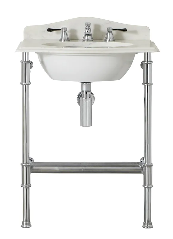 Vaillant Metallo 61 Quartz Waschbeckenständer Quartz Top in Weiß. 3 gebohrte Löcher