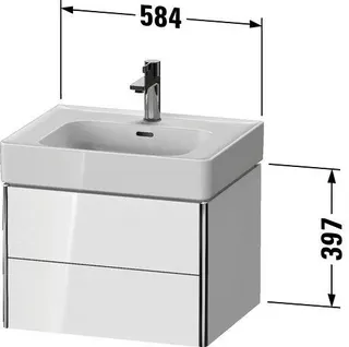 Duravit Waschtischunterbau wandhängend XSquar e 470x584x397mm Weiß Matt 2 Schubk. – Bild 3