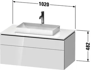 Duravit Konsolen-WTU wh. L-Cube 550x1000x482m m Schwarz Hochglanz 1 Ausz. 1 Schubk. – Bild 2