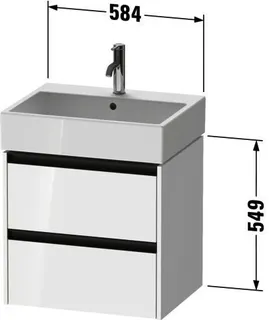 Duravit Waschtischunterbau wandh. Ketho.2, 460x584x549mm Weiß Matt 2 Schubk. – Bild 2