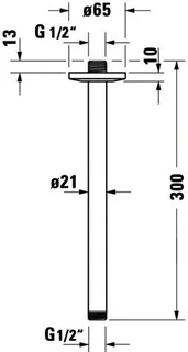 Duravit Brausearm L 300mm, Deckemontage Rosette Rund, Schwarz Matt – Bild 5