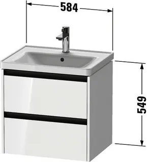 Duravit WTU wandh. Ketho 2, 2 Schubkästen 549x584x455mm, Weiß Hochglanz – Bild 3