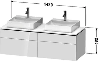 Duravit Konsolen-WTU wh L-Cube 550x1400x482mm Weiß Hochglanz dekor 2 Ausz 2 Schubk – Bild 2