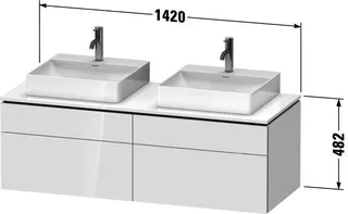 Duravit Konsolen-WTU wh L-Cube 550x1400x482mm Weiß Hochglanz dekor 2 Ausz 2 Schubk – Bild 3