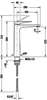 Duravit Tulum by Starck Einh.-Waschtisch-Mischer XL ohne Zugstange, Chrom HG – Bild 5