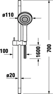 Duravit Brauseset 700m, Handbrause 3-Jet Soft Rain/Rain/Int. Rain,BS 1600, Chrom – Bild 5