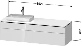 Duravit Konsolen-WTU wh L-Cube 550x1600x482mm Mediterrane Eiche 2 Ausz. 2 Schubk. – Bild 2