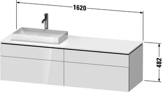 Duravit Konsolen-WTU wh L-Cube 550x1600x482mm Mediterrane Eiche 2 Ausz. 2 Schubk. – Bild 3