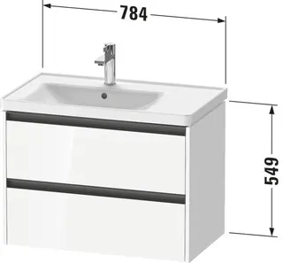Duravit WTU wandh. K2, 2 Schubk., Becken L. 549x784x455, Weiß Matt – Bild 2