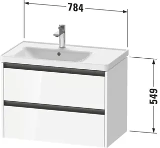 Duravit WTU wandh. K2, 2 Schubk., Becken L. 549x784x455, Weiß Matt – Bild 3