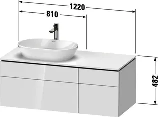 Duravit Konsolen-WTU wandhängend L-Cube 550x1 200x482mm Basalt Matt 2 Ausz. 2 Schubk. – Bild 3