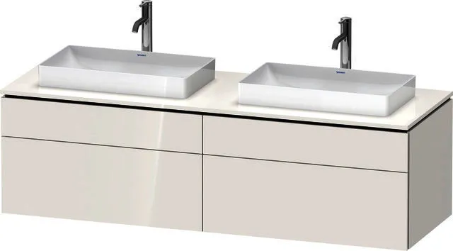 Duravit Konsolen-WTU wh. L-Cube 550x1600x482m m Weiß Hochglanz dek 2 Ausz. 2 Schubk.