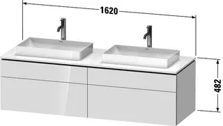 Duravit Konsolen-WTU wh. L-Cube 550x1600x482m m Weiß Hochglanz dek 2 Ausz. 2 Schubk. – Bild 2