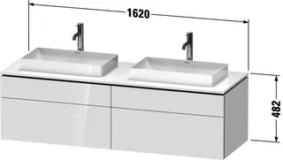 Duravit Konsolen-WTU wh. L-Cube 550x1600x482m m Weiß Hochglanz dek 2 Ausz. 2 Schubk. – Bild 3