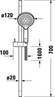 Duravit Brauseset 700m, Handbrause 3-Jet Rain/Pulse/Mono, BS 1600, Chrom – Bild 4