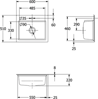 Villeroy & Boch EB-SP Subway Style 60 S 600x510mm Ablgarn. IB rechts Keram. Weiß Alpin cplus – Bild 3