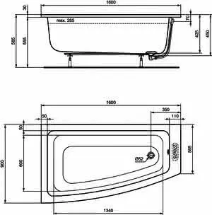 Ideal Standard Raumspar-Badewanne i.life 1600x900x450mm links Weiß – Bild 5