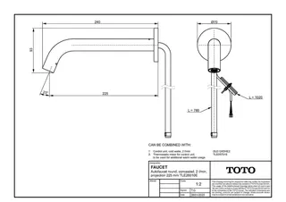 TOTO Automatikarmaturenauslauf rund 2 l/min, Ausladung 225 mm – Bild 2