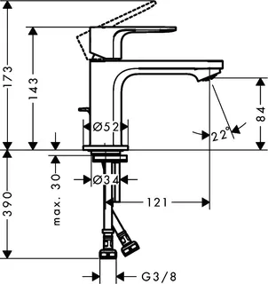 Hansgrohe Waschtischmischer Rebris S 80 CoolStart EcoSmart+ m.Zugst.MSW – Bild 4