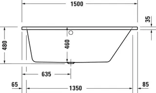 Duravit No.1 Badewanne 1500x800,Einbauvers.,Trapezf. Rückenschr.1 Pos.R, Weiß – Bild 3