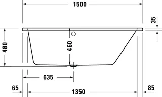 Duravit No.1 Badewanne 1500x800,Einbauvers.,Trapezf. Rückenschr.1 Pos.R, Weiß – Bild 5